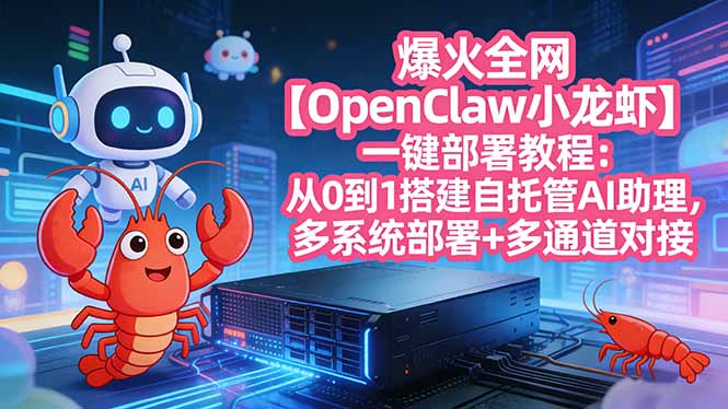 （17612期）爆火全网【OpenClaw 小龙虾】一键部署教程：从0到1搭建自托管AI助理，多系统部署+多通道对接-云深网创社