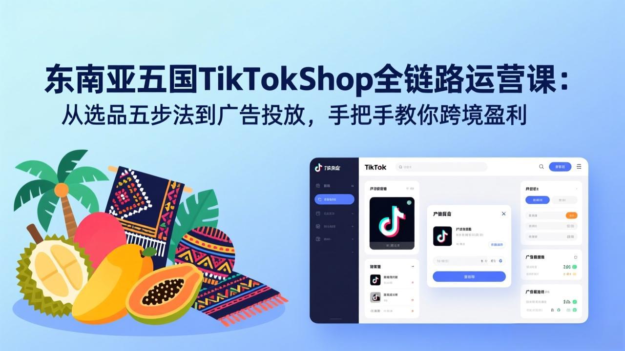 （17511期）东南亚五国TikTok Shop全链路运营课：从选品五步法到广告投放，手把手教你跨境盈利-云深网创社