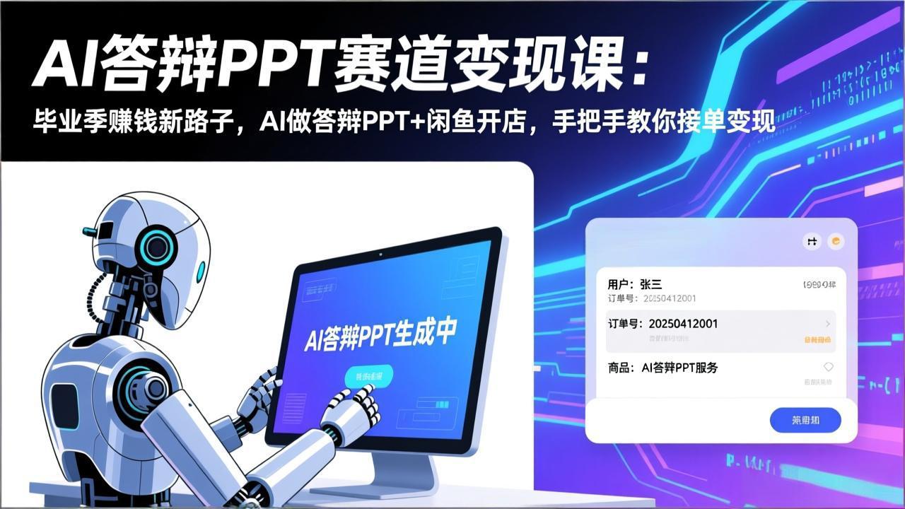 （17546期）AI答辩PPT赛道变现课：毕业季赚钱新路子，AI做答辩PPT+闲鱼开店，手把手教你接单变现-云深网创社
