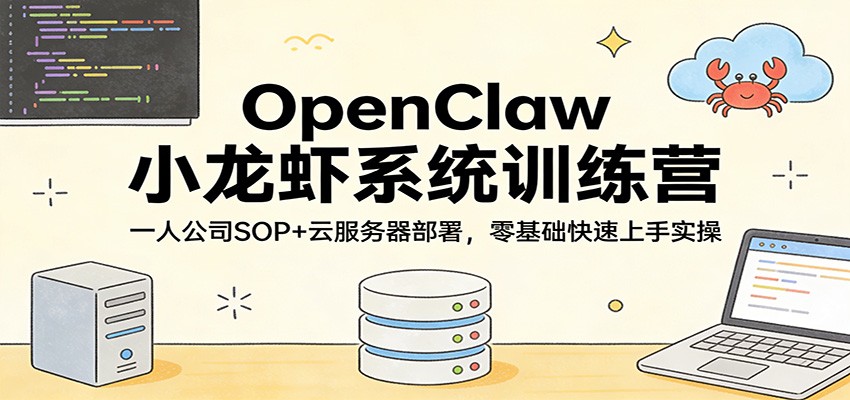 OpenClaw小龙虾系统训练营：一人公司SOP，云服务器部署，零基础快速上手实操-云深网创社