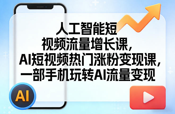 人工智能短视频流量增长课，AI短视频热门涨粉变现课，一部手机玩转AI流量变现-云深网创社